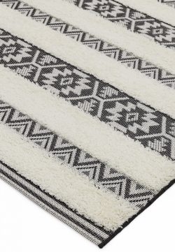 Outdoor Rug Black Cream Stripe (MN03)