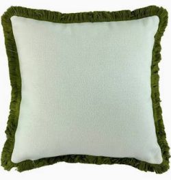 Hugo Natural/Olive Fringe Cushion 56cm